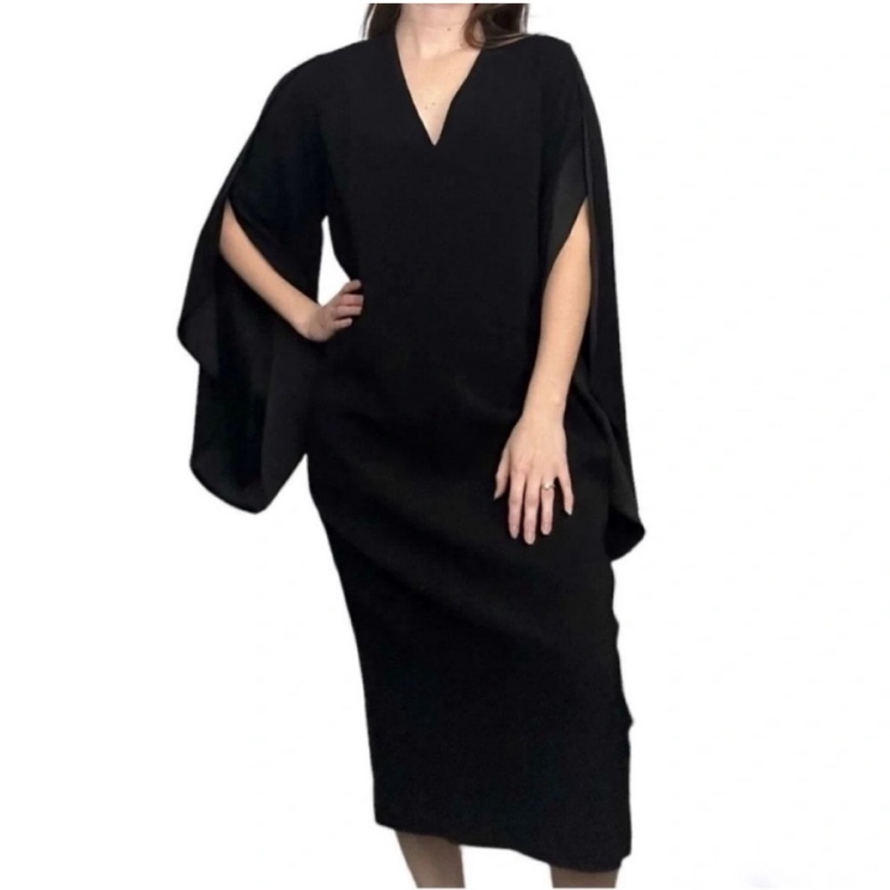Dion Lee Long Cape Sleeve Midi Dress Black - Picture 1 of 9